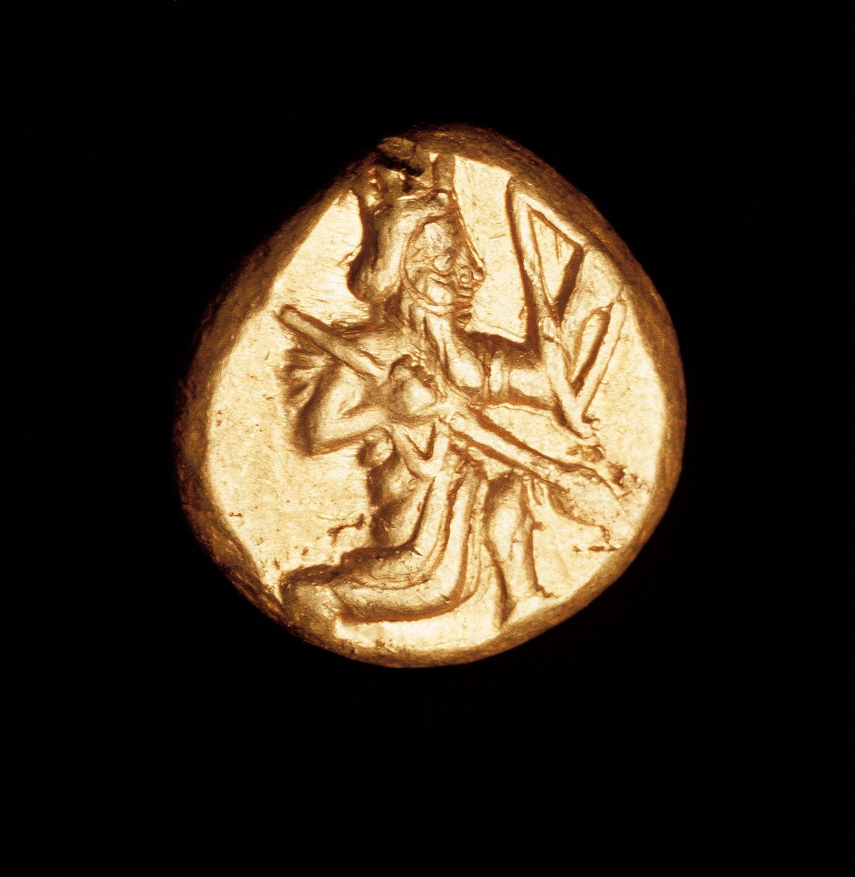 まれな古代ギリシャコイン、ゴールドペルシャダリック、偉大な王、弓